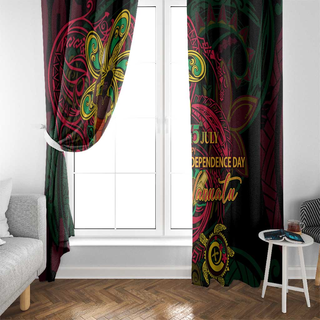 Vanuatu 45th Independence Anniversary Window Curtain Flower Melanesian Namele Turtle - Polynesian Pride
