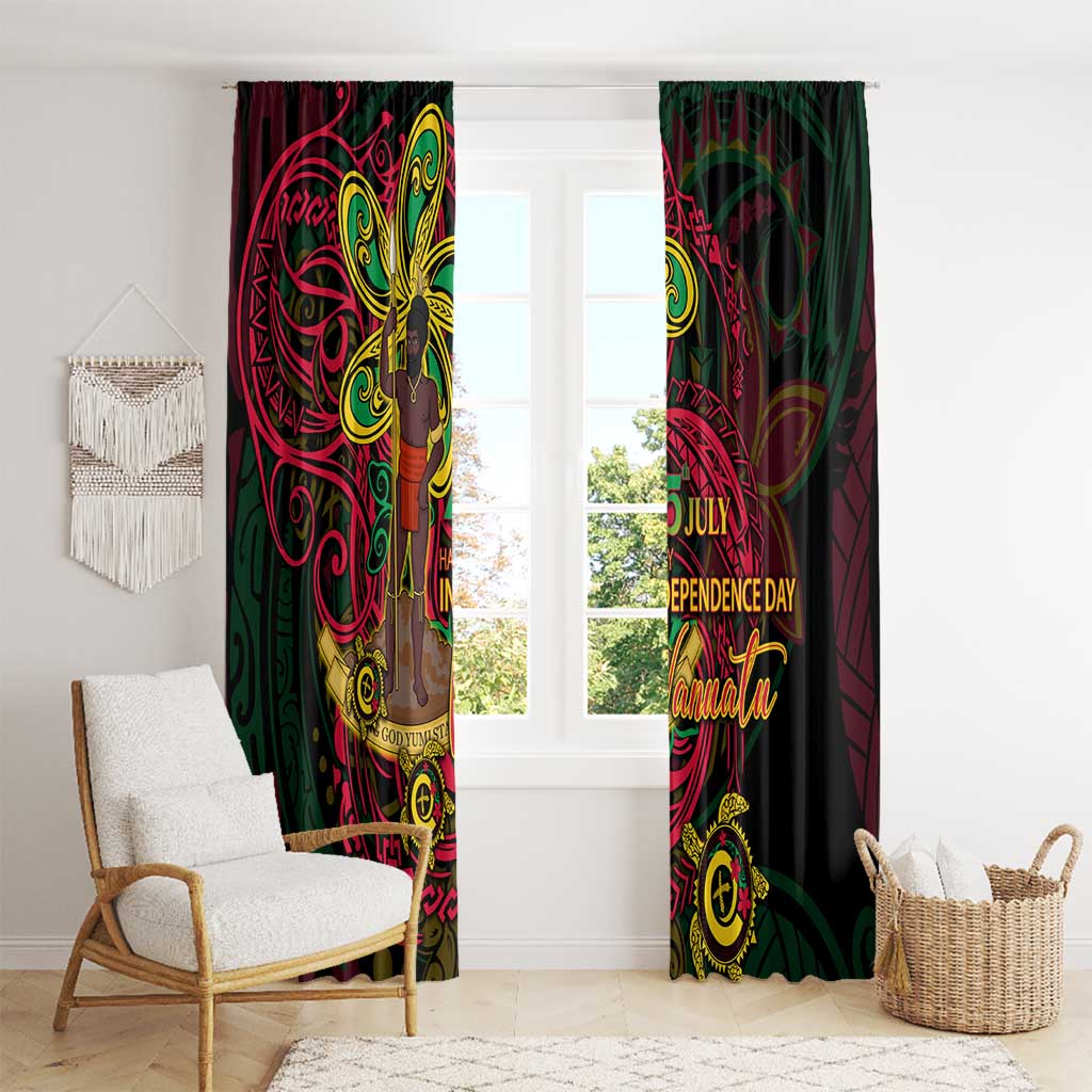 Vanuatu 45th Independence Anniversary Window Curtain Flower Melanesian Namele Turtle - Polynesian Pride