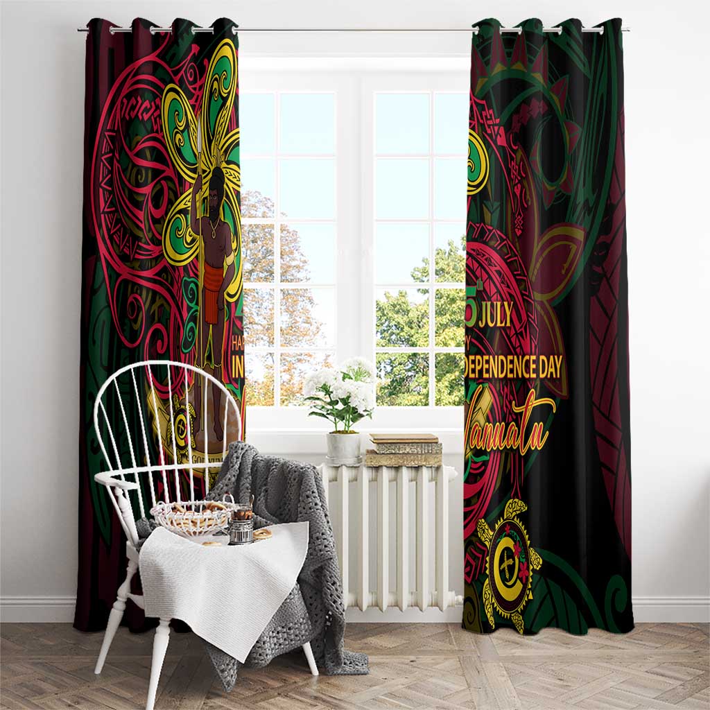 Vanuatu 45th Independence Anniversary Window Curtain Flower Melanesian Namele Turtle - Polynesian Pride