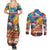 Custom The Philippines 126th Independence Anniversary Couples Matching Summer Maxi Dress and Long Sleeve Button Shirt Art Style - Polynesian Pride