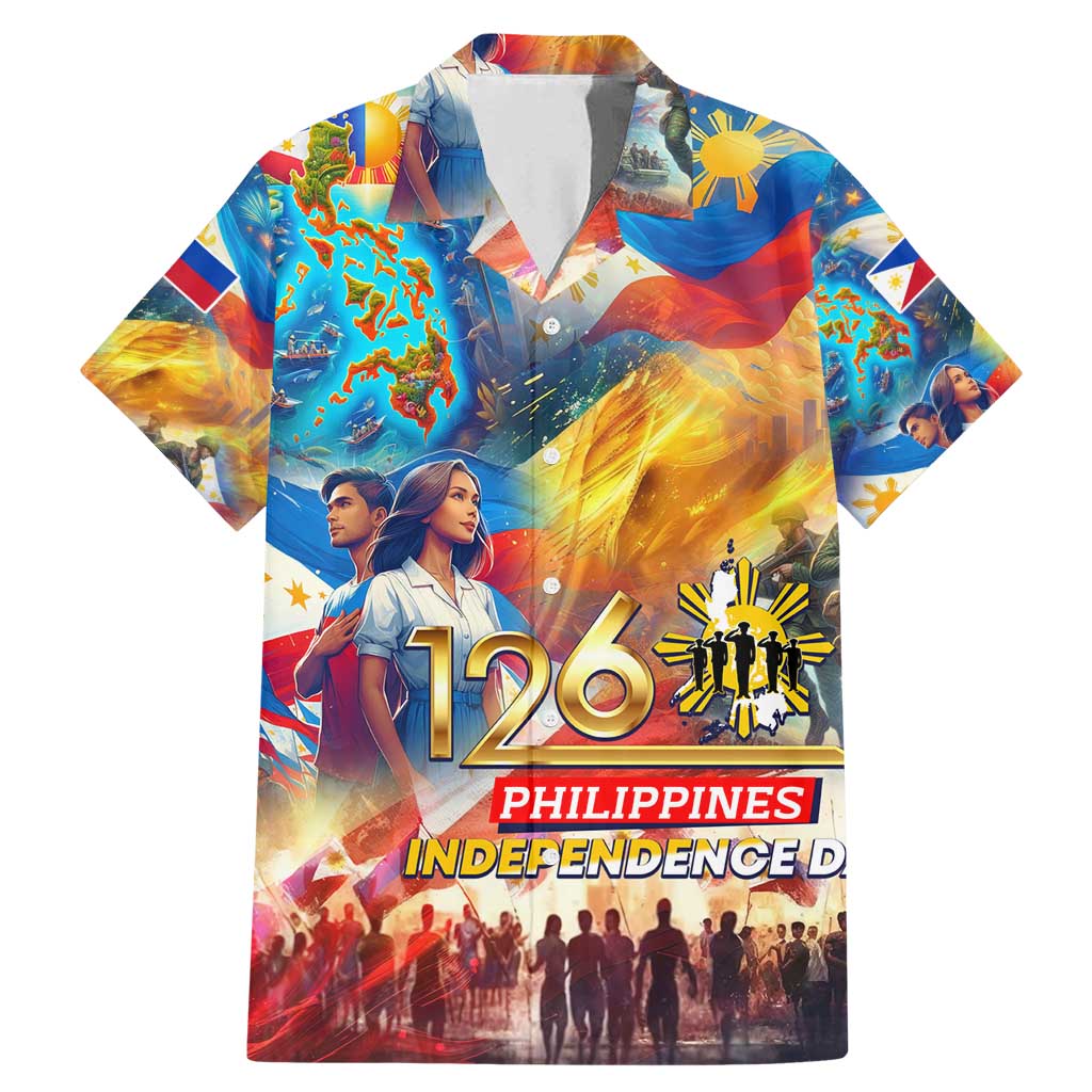 Custom The Philippines 126th Independence Anniversary Family Matching Mermaid Dress and Hawaiian Shirt Art Style DT02 Dad's Shirt - Short Sleeve Art - Polynesian Pride