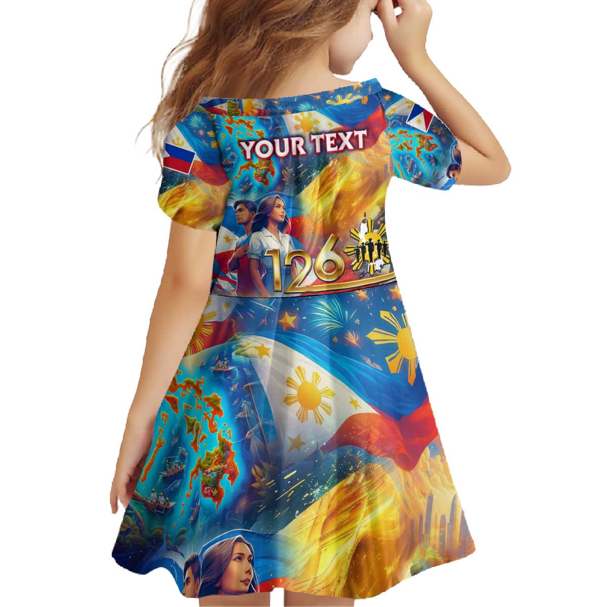 Custom The Philippines 126th Independence Anniversary Family Matching Off The Shoulder Long Sleeve Dress and Hawaiian Shirt Art Style DT02 - Polynesian Pride