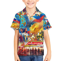 Custom The Philippines 126th Independence Anniversary Family Matching Off Shoulder Maxi Dress and Hawaiian Shirt Art Style - Polynesian Pride