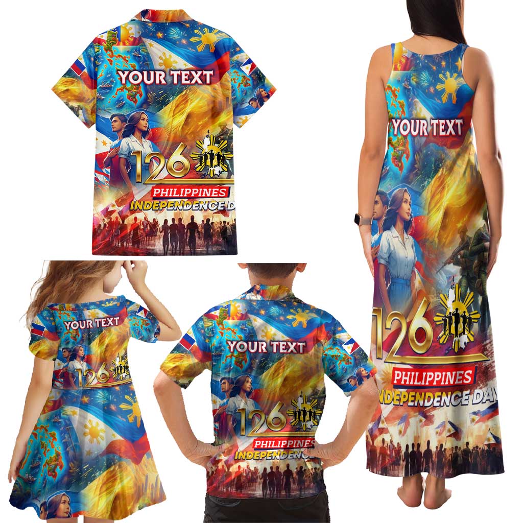 Custom The Philippines 126th Independence Anniversary Family Matching Tank Maxi Dress and Hawaiian Shirt Art Style DT02 - Polynesian Pride