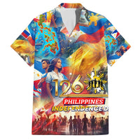 Custom The Philippines 126th Independence Anniversary Family Matching Tank Maxi Dress and Hawaiian Shirt Art Style DT02 Dad's Shirt - Short Sleeve Art - Polynesian Pride
