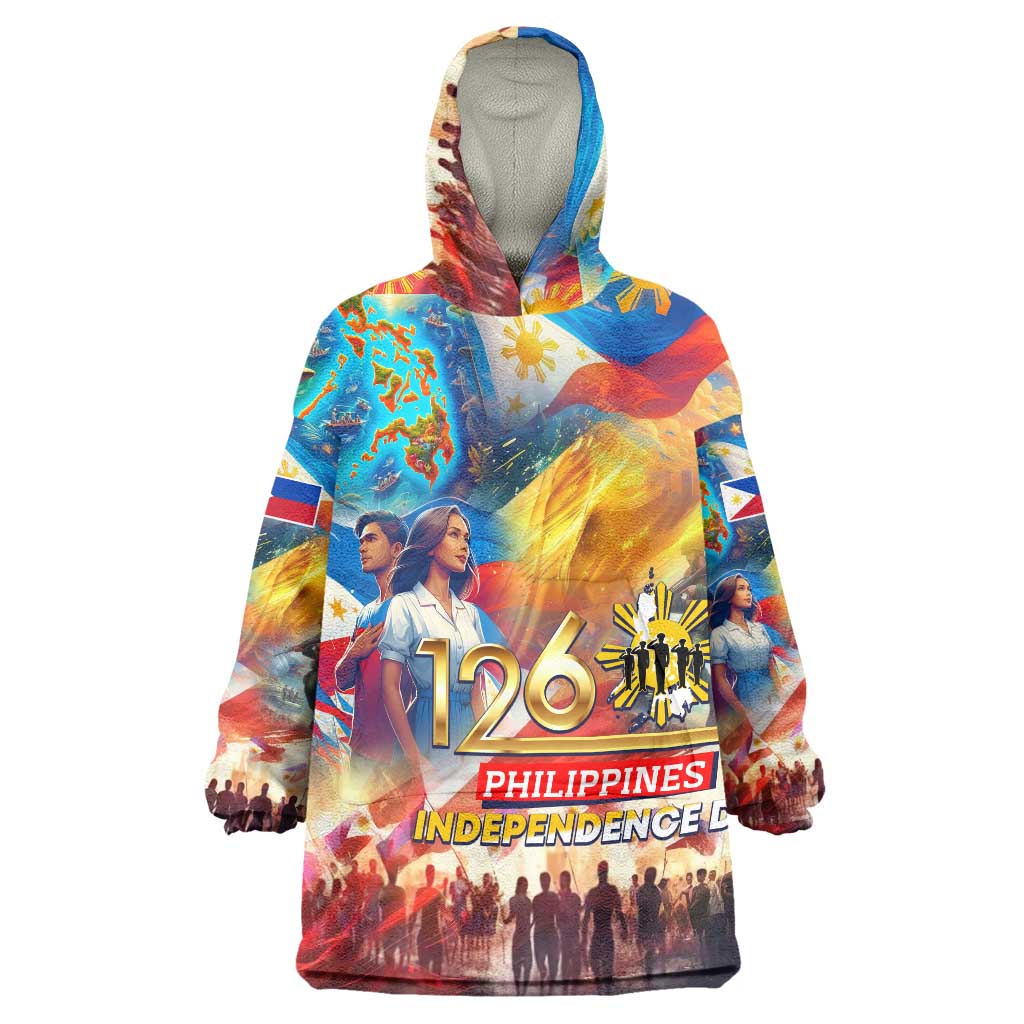 Custom The Philippines 126th Independence Anniversary Wearable Blanket Hoodie Art Style - Polynesian Pride