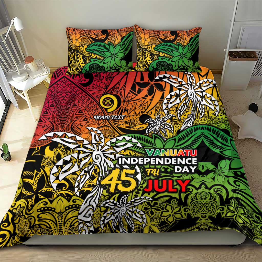 Personalized Vanuatu 45th Independence Anniversary Bedding Set Melanesian Pattern Reggae - Polynesian Pride