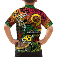 Personalized Vanuatu 45th Independence Anniversary Family Matching Puletasi and Hawaiian Shirt Melanesian Pattern Reggae - Polynesian Pride