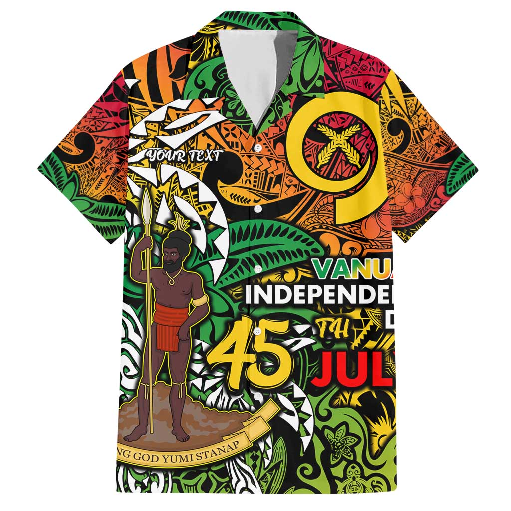 Personalized Vanuatu 45th Independence Anniversary Family Matching Short Sleeve Bodycon Dress and Hawaiian Shirt Melanesian Pattern Reggae - Polynesian Pride
