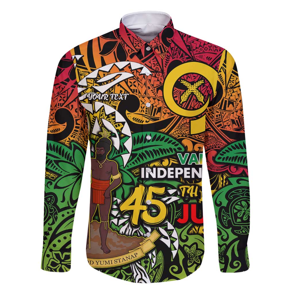 Personalized Vanuatu 45th Independence Anniversary Family Matching Tank Maxi Dress and Hawaiian Shirt Melanesian Pattern Reggae - Polynesian Pride