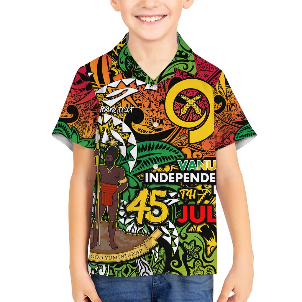 Personalized Vanuatu 45th Independence Anniversary Family Matching Tank Maxi Dress and Hawaiian Shirt Melanesian Pattern Reggae - Polynesian Pride