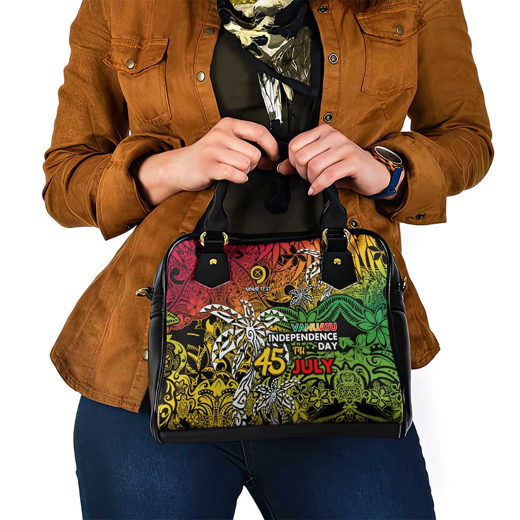 Personalized Vanuatu 45th Independence Anniversary Shoulder Handbag Melanesian Pattern Reggae - Polynesian Pride