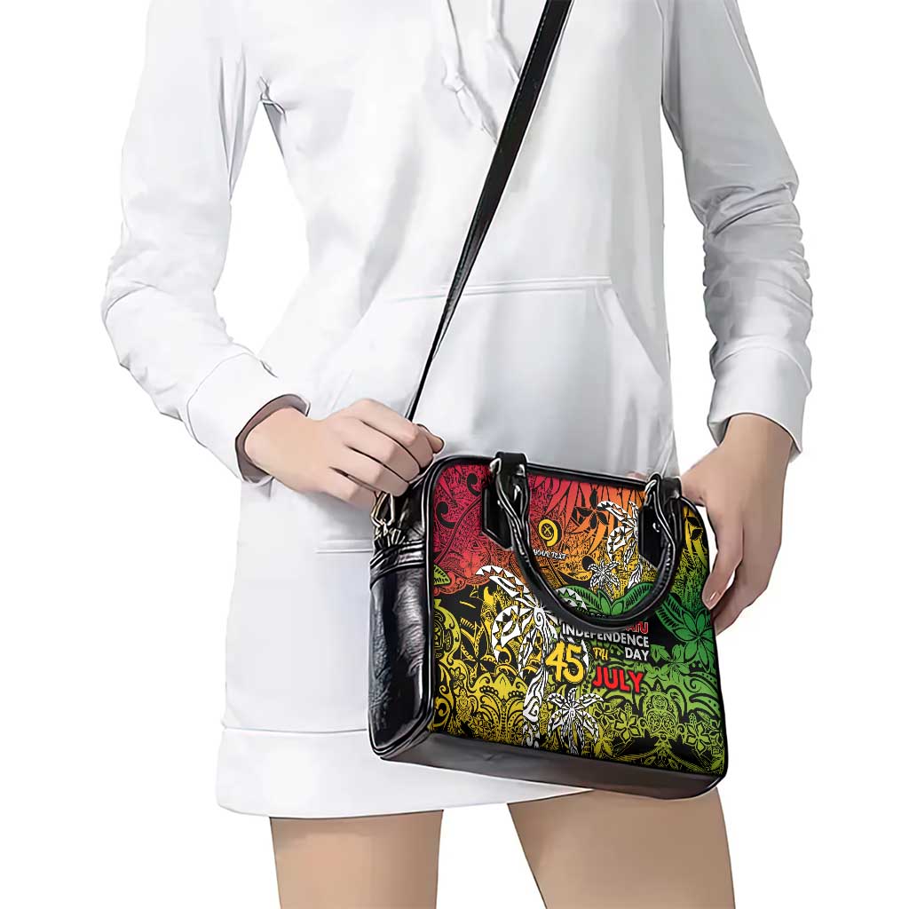 Personalized Vanuatu 45th Independence Anniversary Shoulder Handbag Melanesian Pattern Reggae - Polynesian Pride