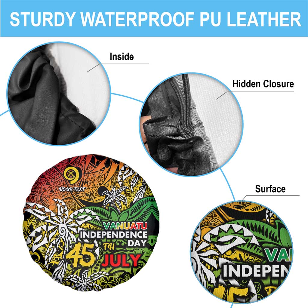 Personalized Vanuatu 45th Independence Anniversary Spare Tire Cover Melanesian Pattern Reggae - Polynesian Pride