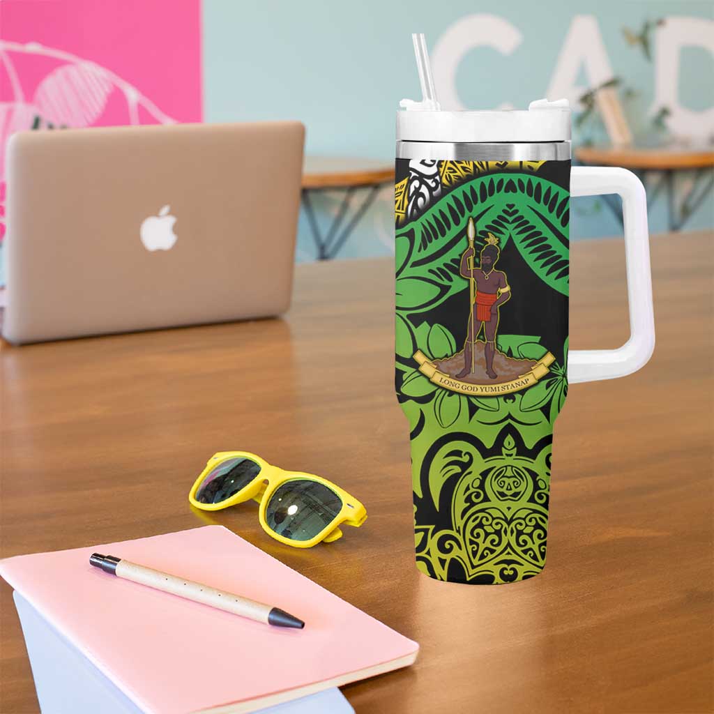 Vanuatu 45th Independence Anniversary Tumbler With Handle Melanesian Pattern Reggae - Polynesian Pride