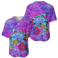 Dolphin Polynesia Baseball Jersey Hibiscus Tropical Wave - Purple Vibes DT02 - Polynesian Pride