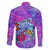 Personalized Dolphin Polynesia Family Matching Off The Shoulder Long Sleeve Dress and Hawaiian Shirt Hibiscus Tropical Wave - Purple Vibes