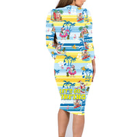 Surfing Christmas Family Matching Long Sleeve Bodycon Dress and Hawaiian Shirt Tropical Santa Let's Go Surfing DT02 - Polynesian Pride