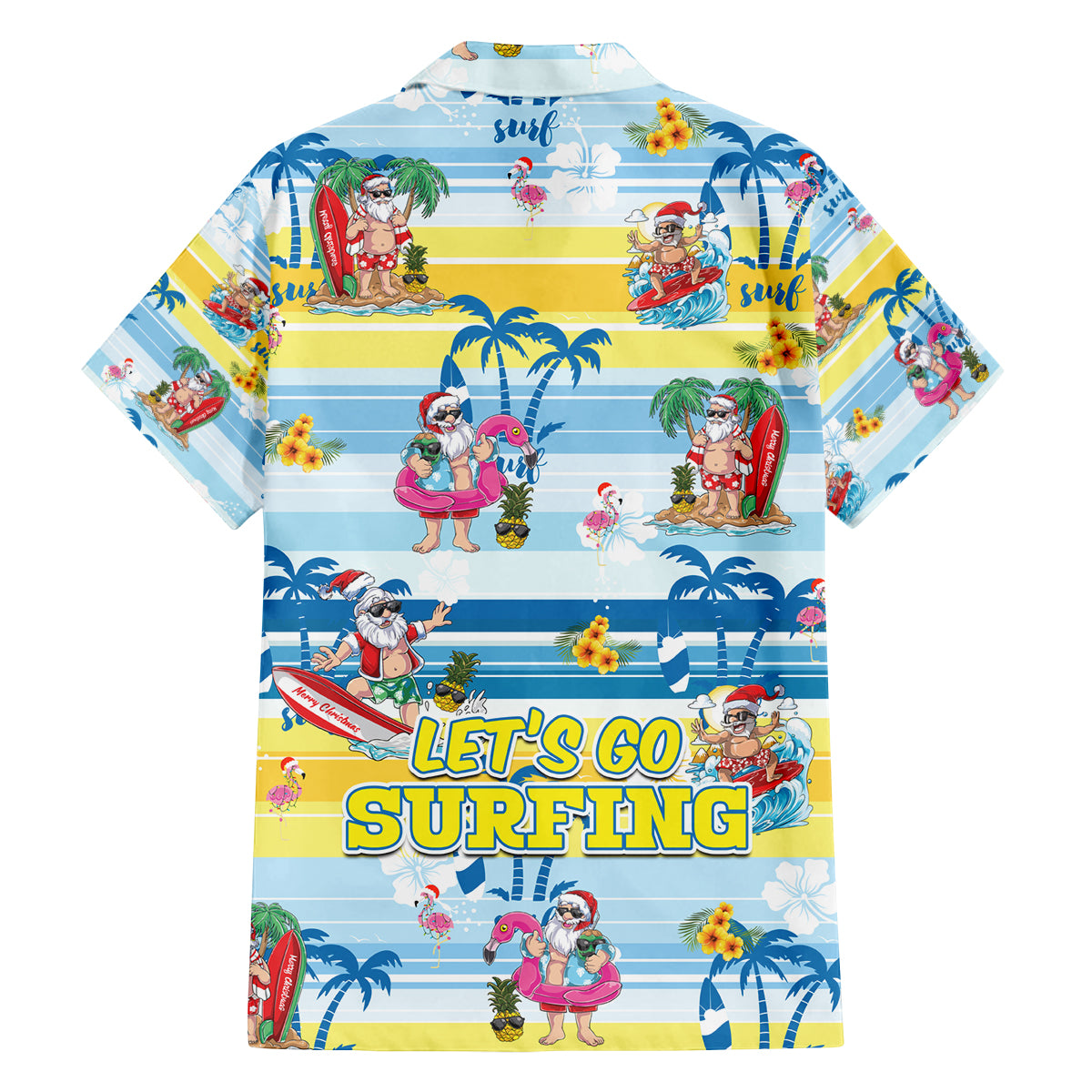 Surfing Christmas Family Matching Summer Maxi Dress and Hawaiian Shirt Tropical Santa Let's Go Surfing DT02 - Polynesian Pride
