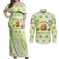 Kiwi Cannibalism Couples Matching Off Shoulder Maxi Dress and Long Sleeve Button Shirt New Zealand Kiwi Cute Bird Funny DT02 Green - Polynesian Pride