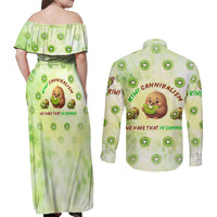 Kiwi Cannibalism Couples Matching Off Shoulder Maxi Dress and Long Sleeve Button Shirt New Zealand Kiwi Cute Bird Funny DT02 - Polynesian Pride