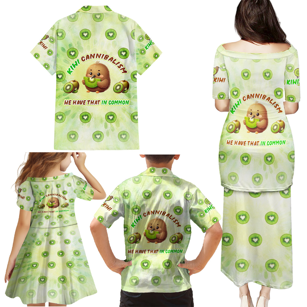 Kiwi Cannibalism Family Matching Puletasi and Hawaiian Shirt New Zealand Kiwi Cute Bird Funny DT02 - Polynesian Pride