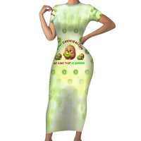 Kiwi Cannibalism Family Matching Short Sleeve Bodycon Dress and Hawaiian Shirt New Zealand Kiwi Cute Bird Funny DT02 Mom's Dress Green - Polynesian Pride