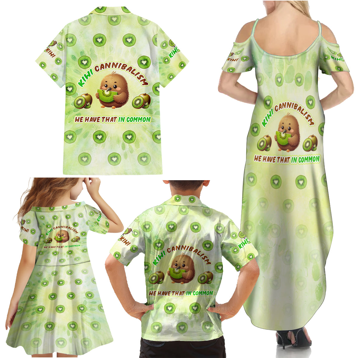 Kiwi Cannibalism Family Matching Summer Maxi Dress and Hawaiian Shirt New Zealand Kiwi Cute Bird Funny DT02 - Polynesian Pride