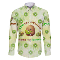 Kiwi Cannibalism Family Matching Tank Maxi Dress and Hawaiian Shirt New Zealand Kiwi Cute Bird Funny DT02 Dad's Shirt - Long Sleeve Green - Polynesian Pride