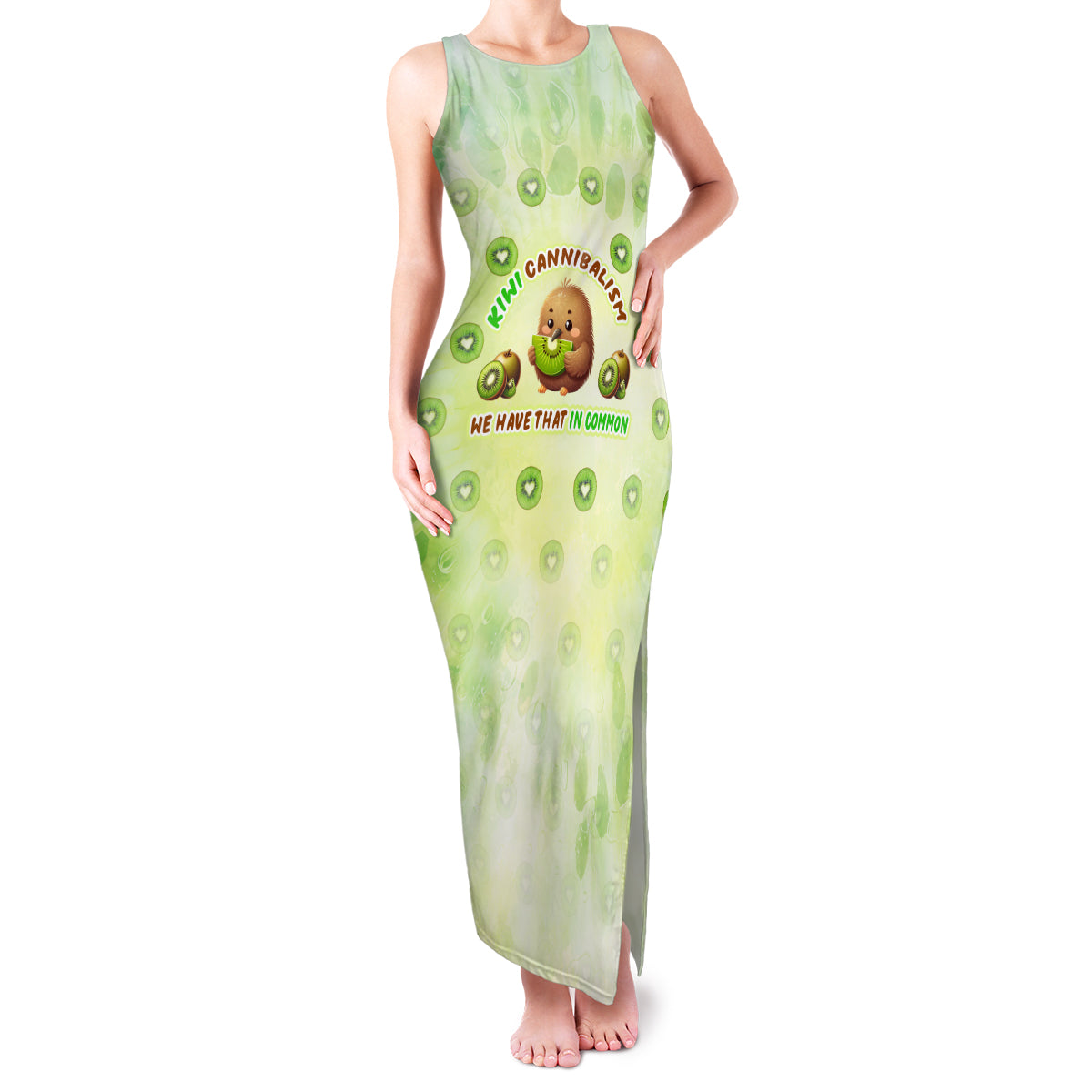Kiwi Cannibalism Family Matching Tank Maxi Dress and Hawaiian Shirt New Zealand Kiwi Cute Bird Funny DT02 Mom's Dress Green - Polynesian Pride