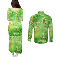 I Love Kiwi Couples Matching Puletasi and Long Sleeve Button Shirt New Zealand Kiwi Fruit Summer Cocktail
