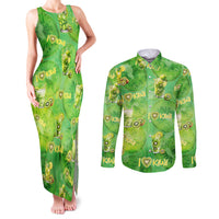 I Love Kiwi Couples Matching Tank Maxi Dress and Long Sleeve Button Shirt New Zealand Kiwi Fruit Summer Cocktail DT02 Green - Polynesian Pride