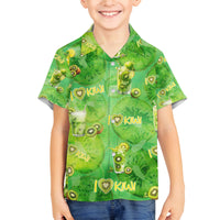I Love Kiwi Family Matching Long Sleeve Bodycon Dress and Hawaiian Shirt New Zealand Kiwi Fruit Summer Cocktail DT02 Son's Shirt Green - Polynesian Pride