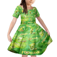 I Love Kiwi Family Matching Mermaid Dress and Hawaiian Shirt New Zealand Kiwi Fruit Summer Cocktail DT02 Daughter's Dress Green - Polynesian Pride