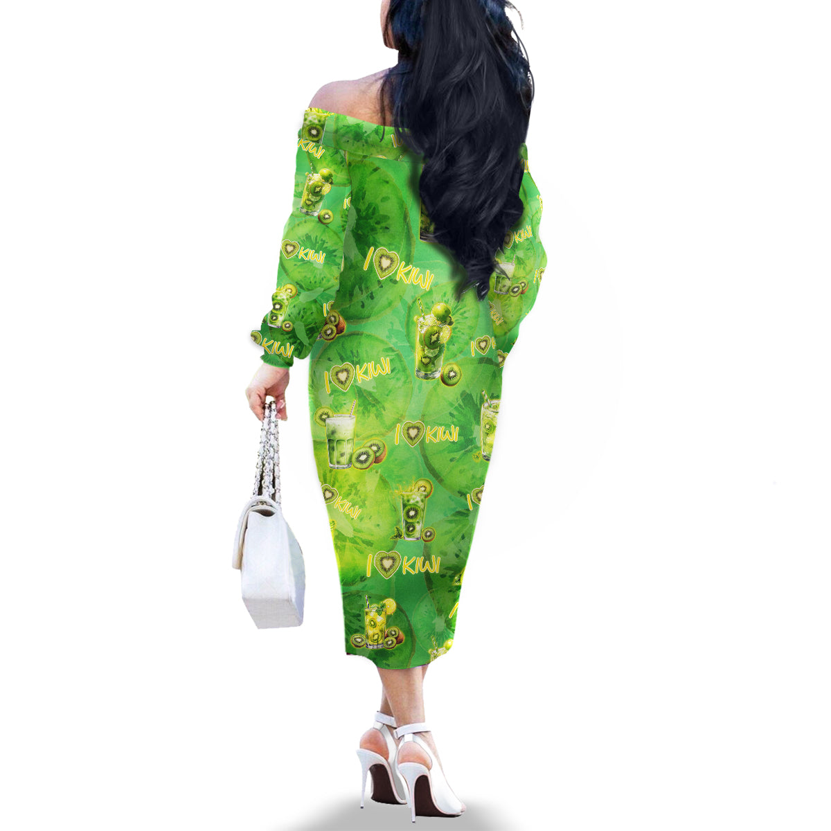 I Love Kiwi Family Matching Off The Shoulder Long Sleeve Dress and Hawaiian Shirt New Zealand Kiwi Fruit Summer Cocktail DT02 - Polynesian Pride