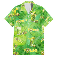 I Love Kiwi Family Matching Off Shoulder Short Dress and Hawaiian Shirt New Zealand Kiwi Fruit Summer Cocktail DT02 Dad's Shirt - Short Sleeve Green - Polynesian Pride