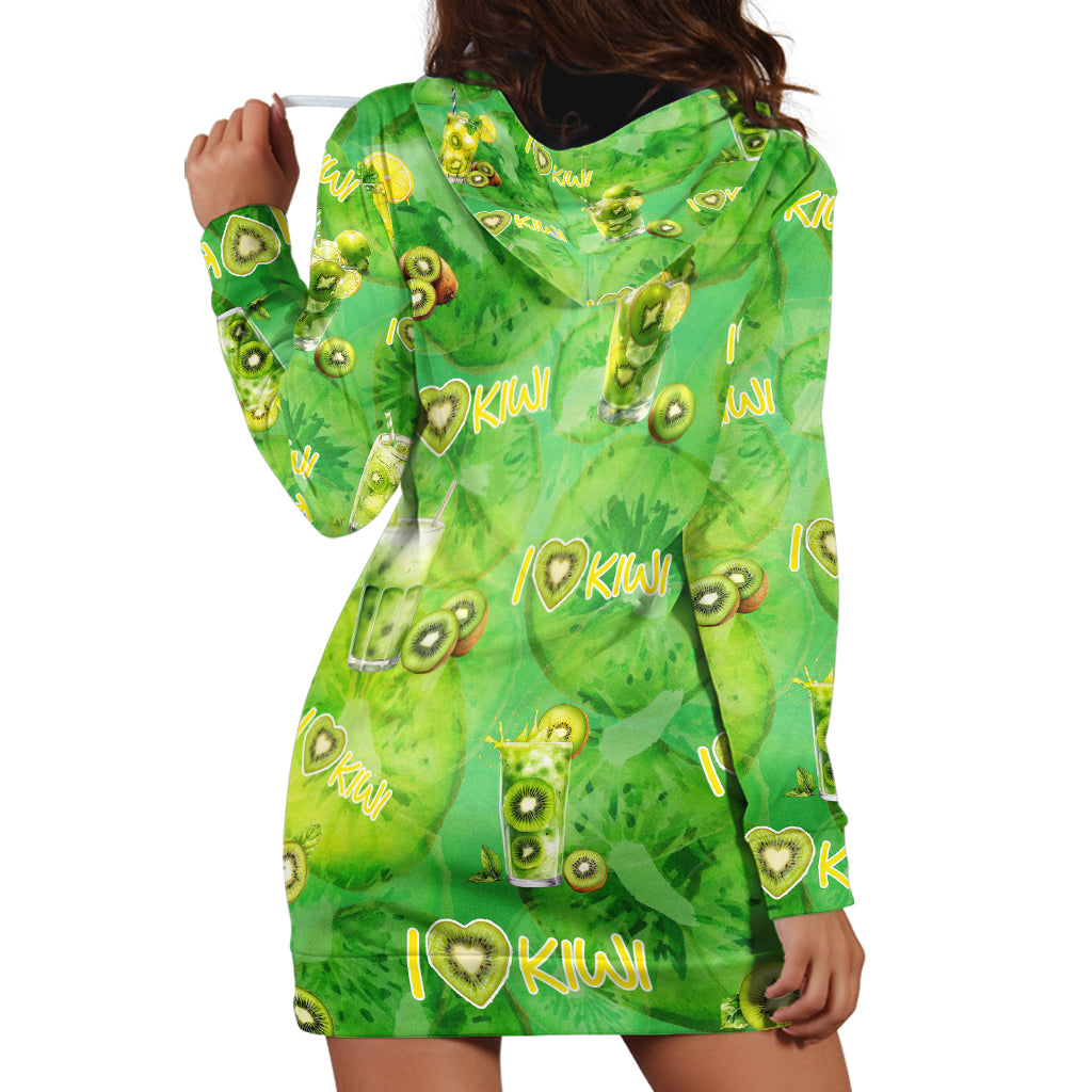 I Love Kiwi Hoodie Dress New Zealand Kiwi Fruit Summer Cocktail