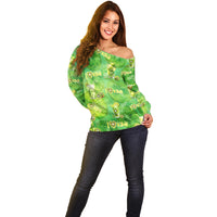 I Love Kiwi Off Shoulder Sweater New Zealand Kiwi Fruit Summer Cocktail