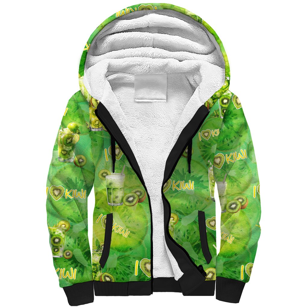 I Love Kiwi Sherpa Hoodie New Zealand Kiwi Fruit Summer Cocktail