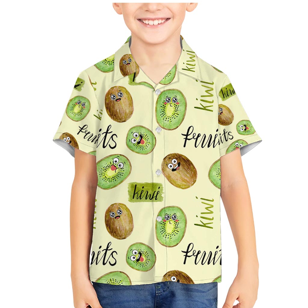 Kiwi Cute Humorous Family Matching Mermaid Dress and Hawaiian Shirt New Zealand Fruit DT02 Son's Shirt Yellow - Polynesian Pride