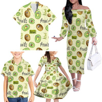 Kiwi Cute Humorous Family Matching Off The Shoulder Long Sleeve Dress and Hawaiian Shirt New Zealand Fruit DT02 - Polynesian Pride
