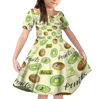 Kiwi Cute Humorous Family Matching Off Shoulder Maxi Dress and Hawaiian Shirt New Zealand Fruit DT02 Daughter's Dress Yellow - Polynesian Pride