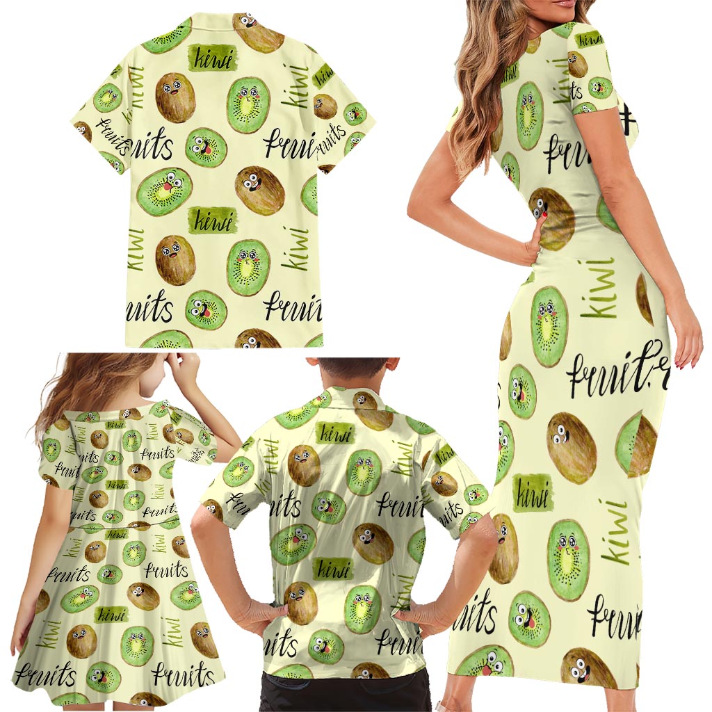 Kiwi Cute Humorous Family Matching Short Sleeve Bodycon Dress and Hawaiian Shirt New Zealand Fruit DT02 - Polynesian Pride