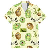 Kiwi Cute Humorous Family Matching Short Sleeve Bodycon Dress and Hawaiian Shirt New Zealand Fruit DT02 Dad's Shirt - Short Sleeve Yellow - Polynesian Pride