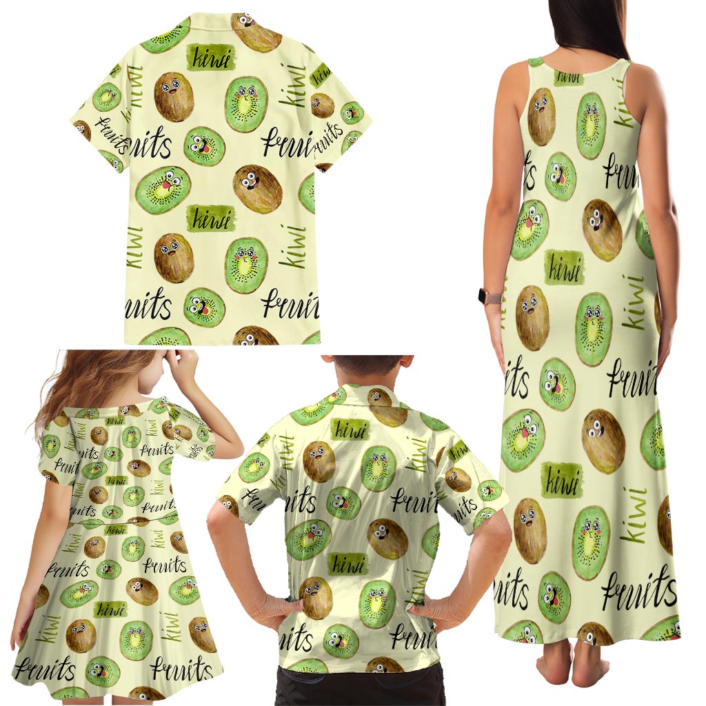 Kiwi Cute Humorous Family Matching Tank Maxi Dress and Hawaiian Shirt New Zealand Fruit DT02 - Polynesian Pride