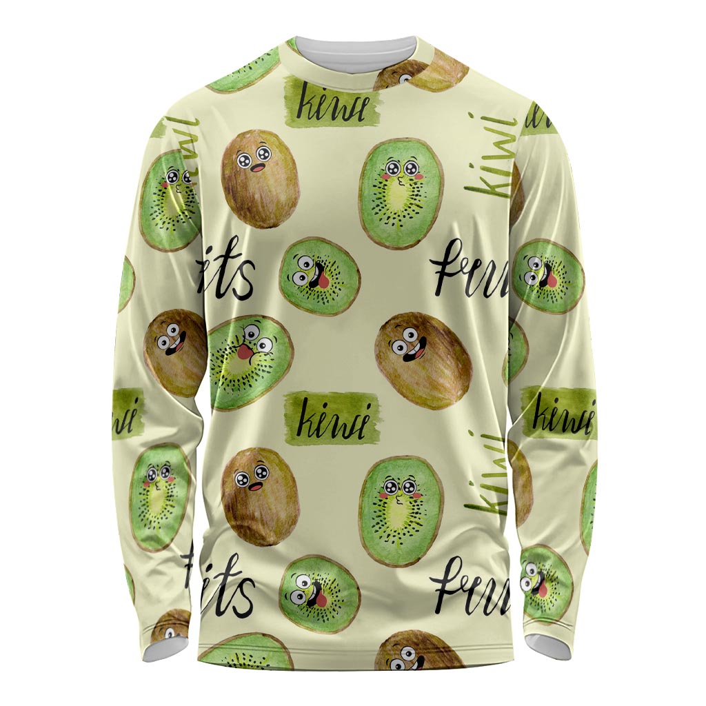 Kiwi Cute Humorous Long Sleeve Shirt New Zealand Fruit DT02 Unisex Yellow - Polynesian Pride