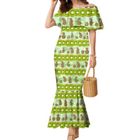 New Zealand Kiwi Fruit Witty Kiwi Bird Family Matching Mermaid Dress and Hawaiian Shirt DT02 Mom's Dress Green - Polynesian Pride
