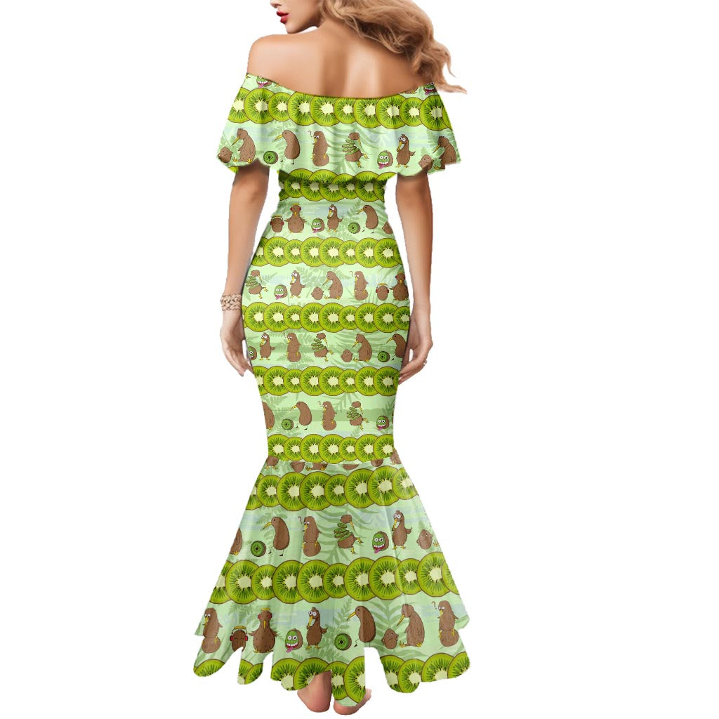 New Zealand Kiwi Fruit Witty Kiwi Bird Family Matching Mermaid Dress and Hawaiian Shirt DT02 - Polynesian Pride