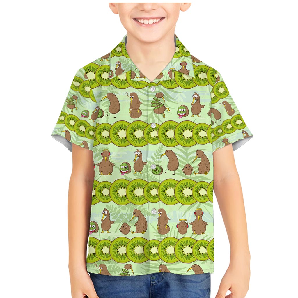 New Zealand Kiwi Fruit Witty Kiwi Bird Family Matching Mermaid Dress and Hawaiian Shirt DT02 Son's Shirt Green - Polynesian Pride