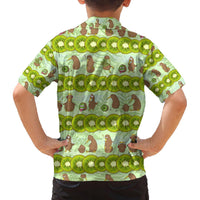 New Zealand Kiwi Fruit Witty Kiwi Bird Family Matching Off The Shoulder Long Sleeve Dress and Hawaiian Shirt DT02 - Polynesian Pride